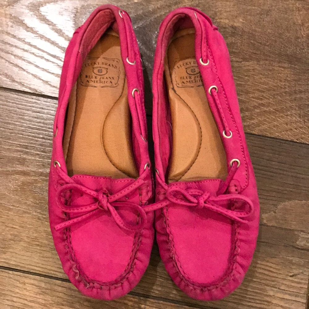 Lucky Brand Darcie Pink Berry Moccasin Flats - Picture 1 of 5